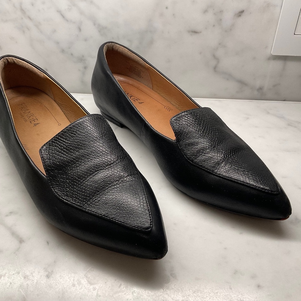 FRANKIE4 Black Snake Embossed Flat Loafer Pointy Toe 13M 13W